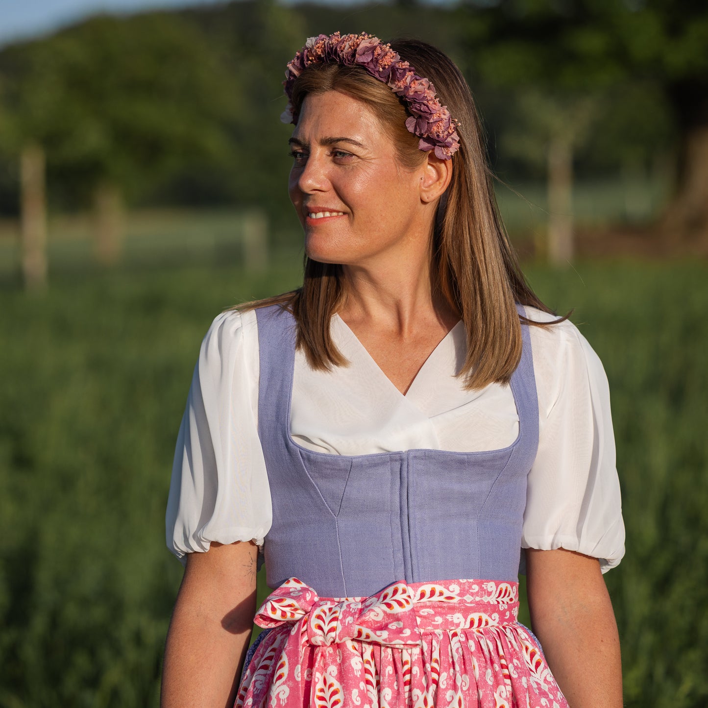Baumwoll-Dirndlschürze "Leni Rosé"