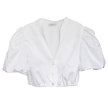 Laden Sie das Bild in den Galerie-Viewer, Dirndlbluse Leni mit V-Ausschnitt und eleganten Puffärmeln - Waldorff