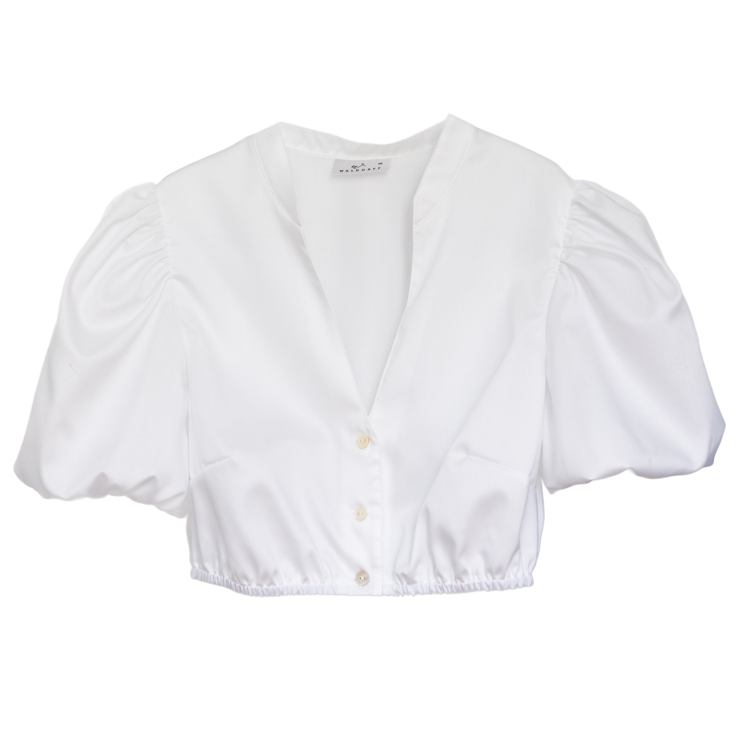 Dirndlbluse Leni mit leichtem Puffarm, kleinem Stehkragen und V-Ausschnitt (Kopie)