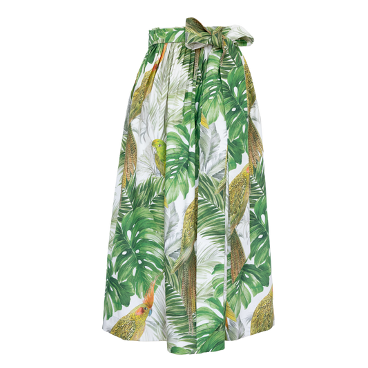 Baumwoll-Dirndlschürze Tilda mit exotischem Dschungel-Print, Vorderansicht