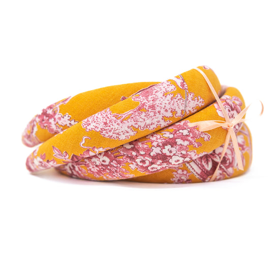 Trachten Haarreif Toile de Jouy Muster Orange Pink