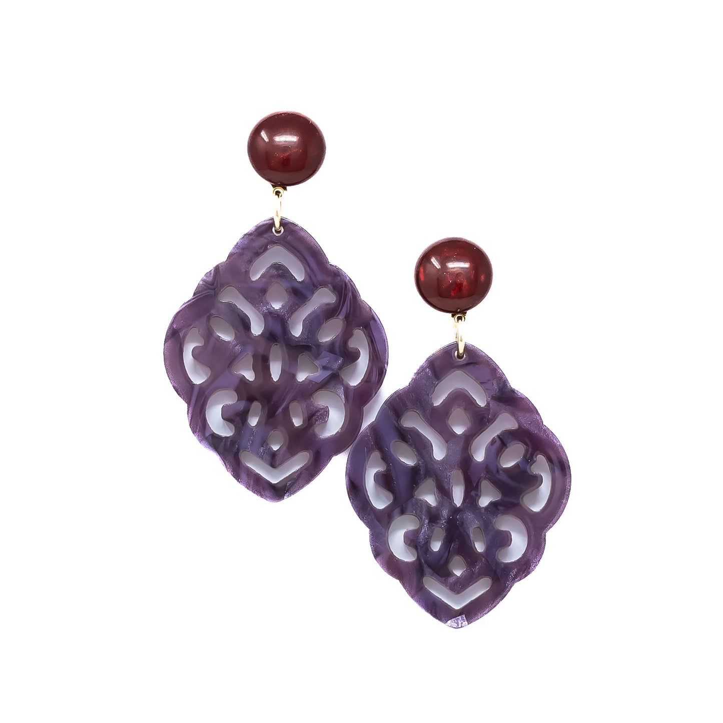 Josefine Ornament-Ohrringe in Purple und Cabochon
