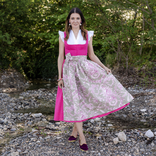 Baumwoll-Dirndlschürze Helene in Fuchsia