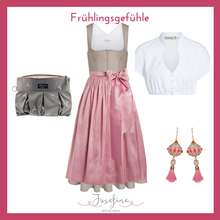 Laden Sie das Bild in den Galerie-Viewer, Klassische Dirndlschürze aus Seide in Altrosa