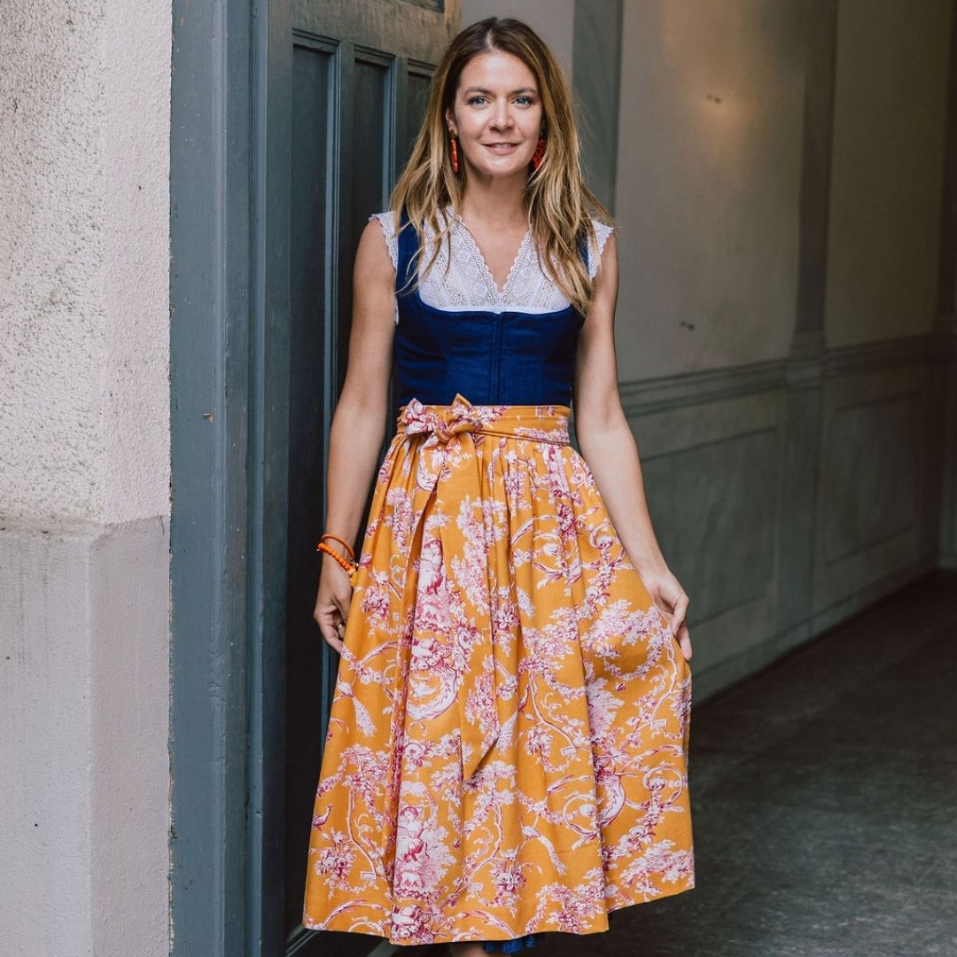 Midi Dirndl Josefine in Dunkelblau