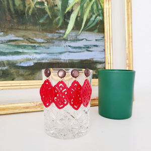 Josefine Ornament-Ohrringe in Chilli-Rot und Coffee