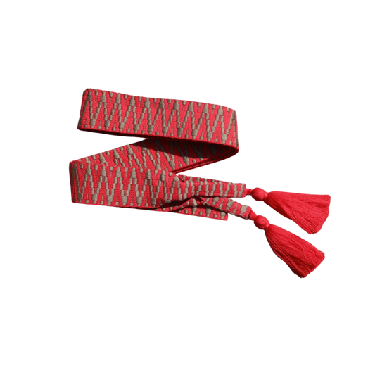 Lace Belt  "Khaki/Rot"