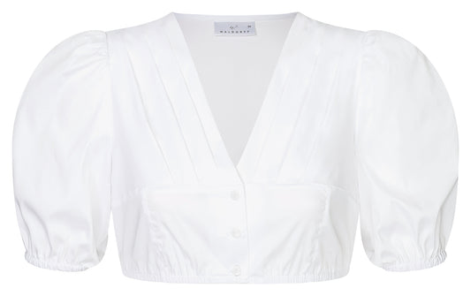 Dirndlbluse Isabella mit V-Ausschnitt und Ballonärmel - Waldorff
