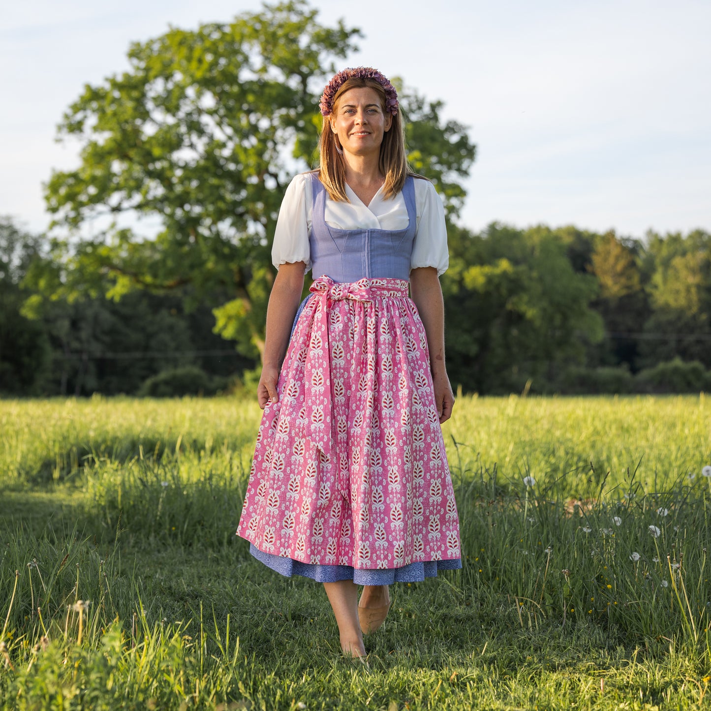 Baumwoll-Dirndlschürze "Leni Rosé"