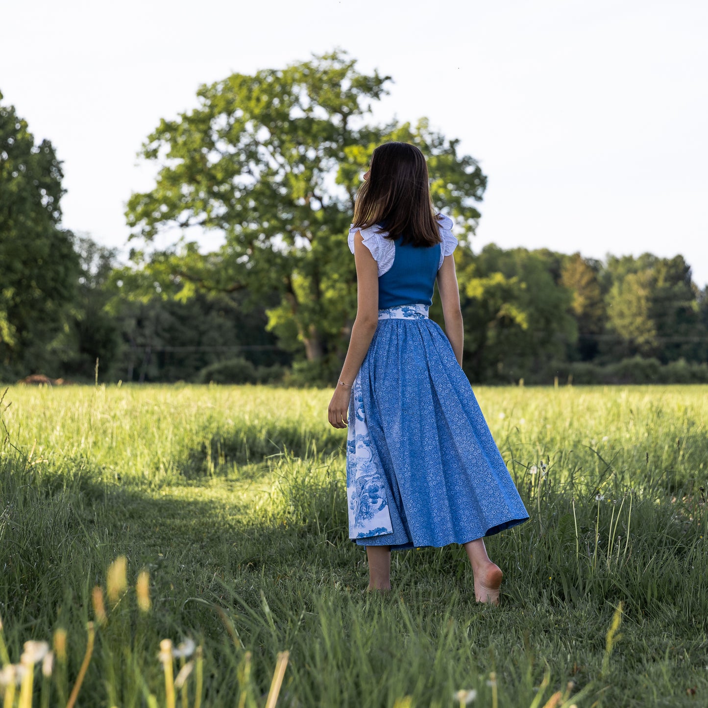 Midi Dirndl Josefine in Kornblumenblau