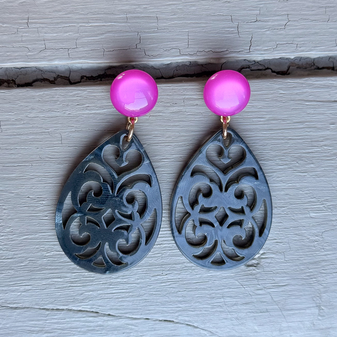 Annabell Ornament Ojrrig Grau mit Pink