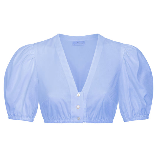 Dirndlbluse hellblau mit feiner Struktur
