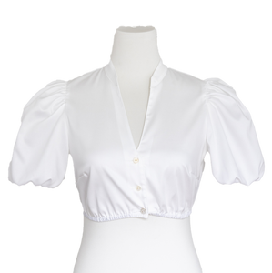 Dirndlbluse mit Puffärmeln und V Ausschnitt