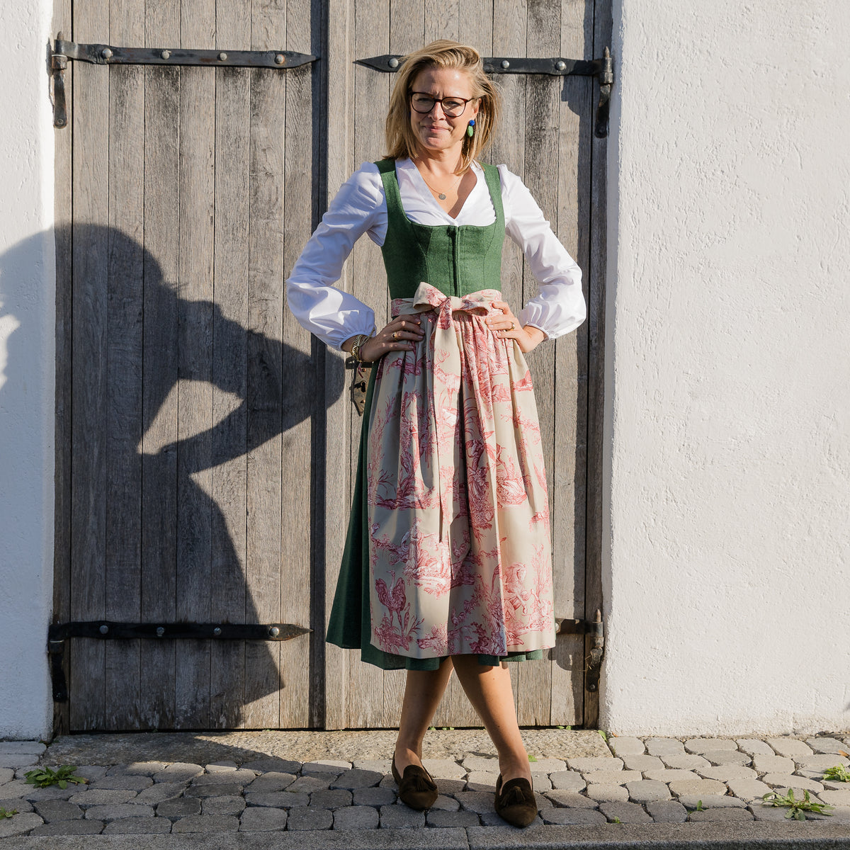 Midi Dirndl Loden in Tanne