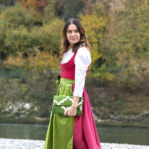 Seiden-Dirndlschürze Viktoria Dunkelgrün