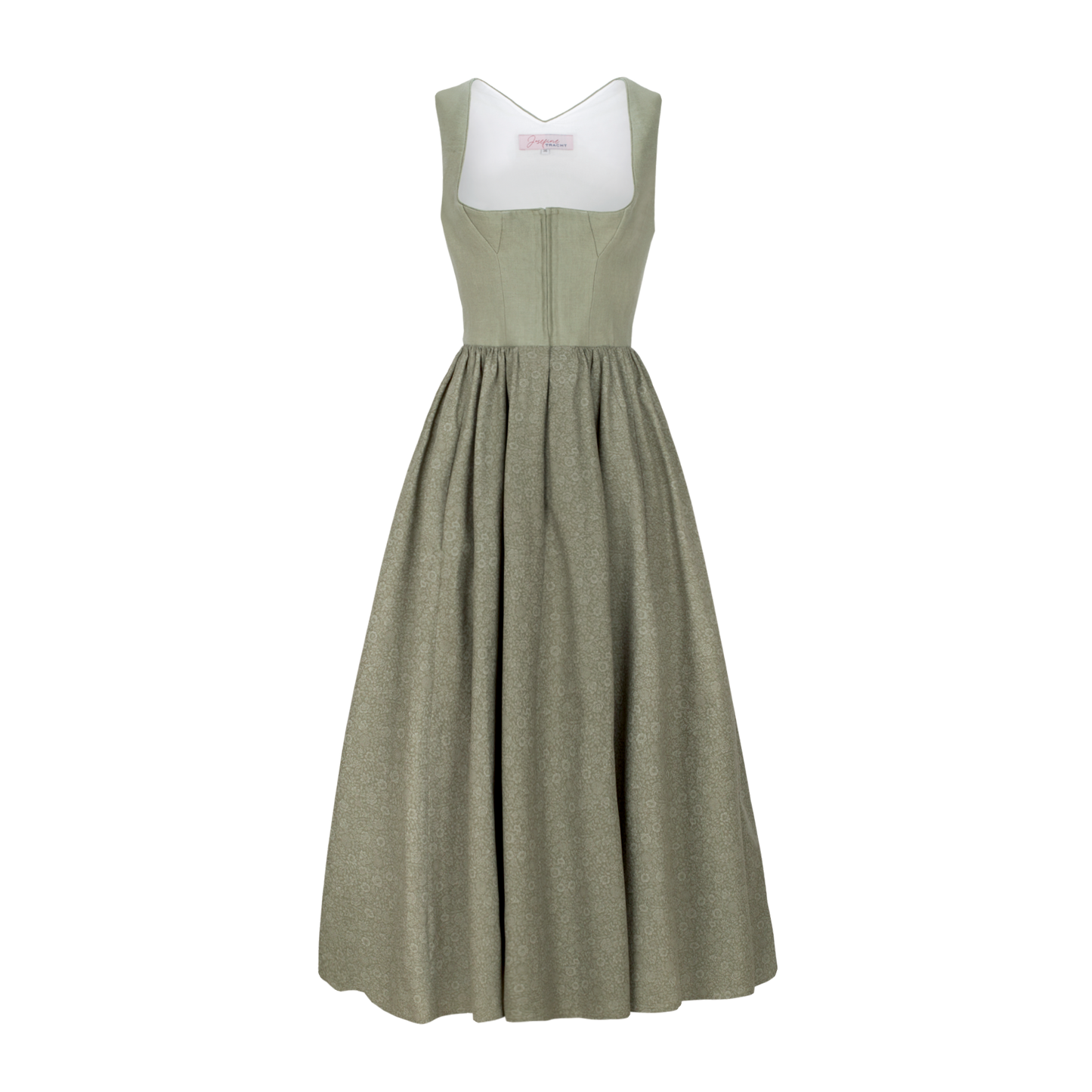 Dirndl Josefine  in Schilf – Leinen Mieder- Vorderansicht