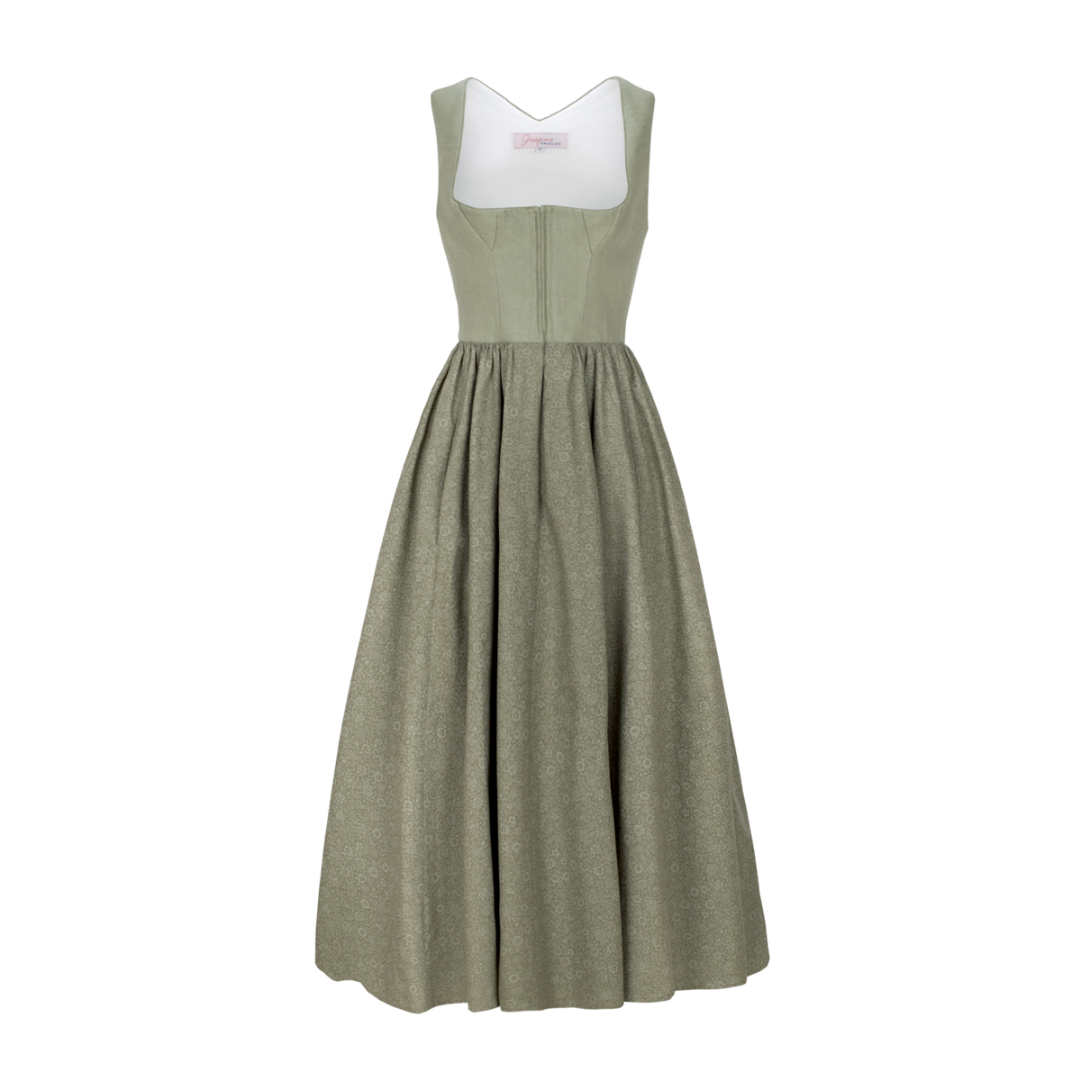 Dirndl Josefine  in Schilf – Leinen Mieder- Vorderansicht