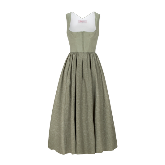 Dirndl Josefine  in Schilf – Leinen Mieder- Vorderansicht