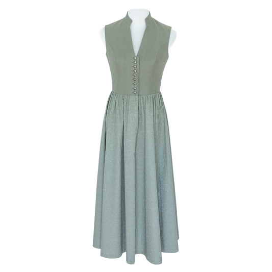 Dirndl Sophie -Leinenmieder Farbe Salbei Frontansicht