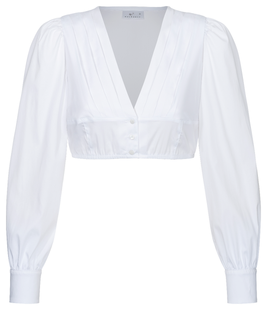 Langärmloige Dirndlbluse mit V Ausschnitt