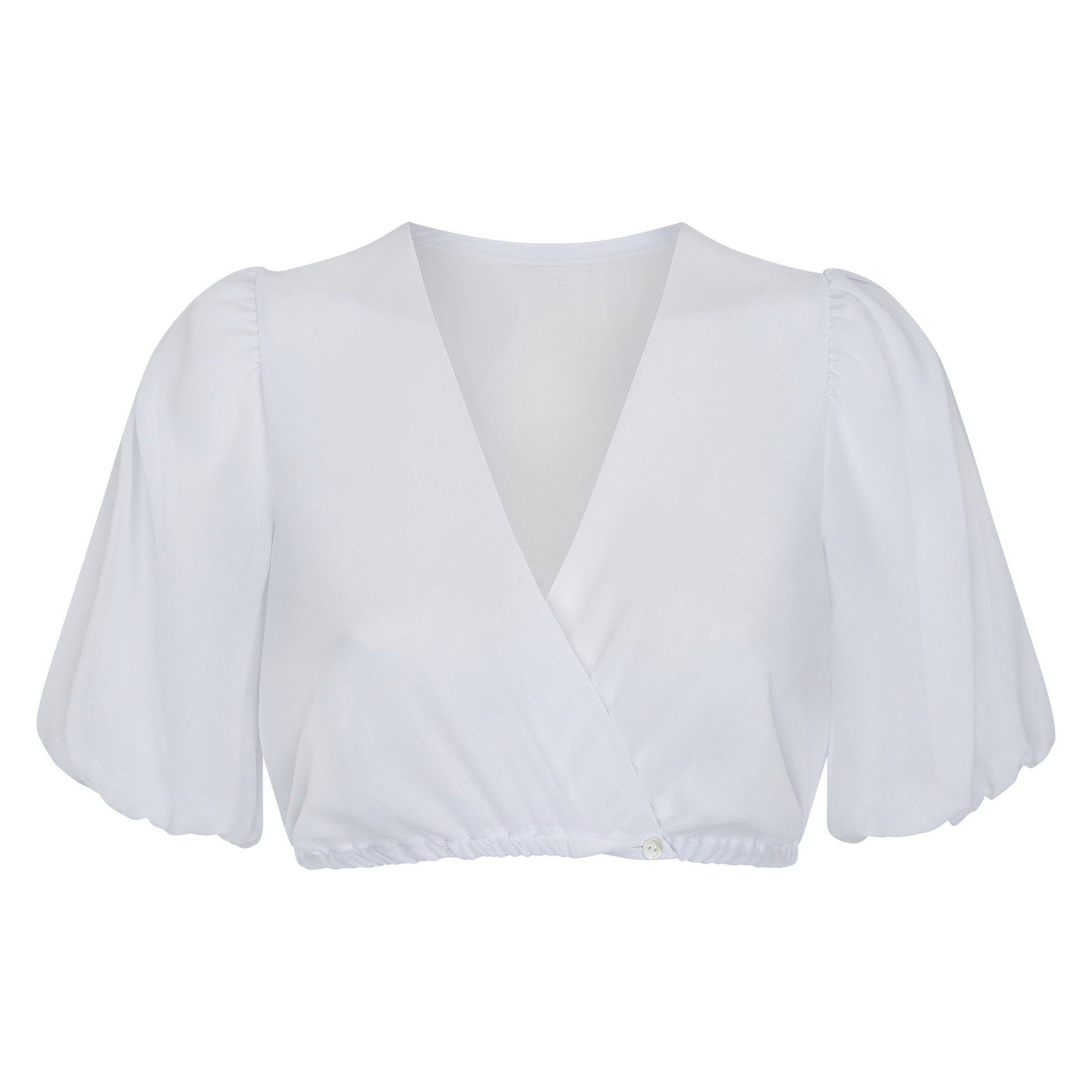 Dirndlbluse Lejla - Wickelbluse aus Chiffon mit kleinen Rüschen am Ärmelsaum
