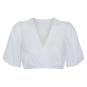 Dirndlbluse Lejla - Wickelbluse aus Chiffon mit kleinen Rüschen am Ärmelsaum