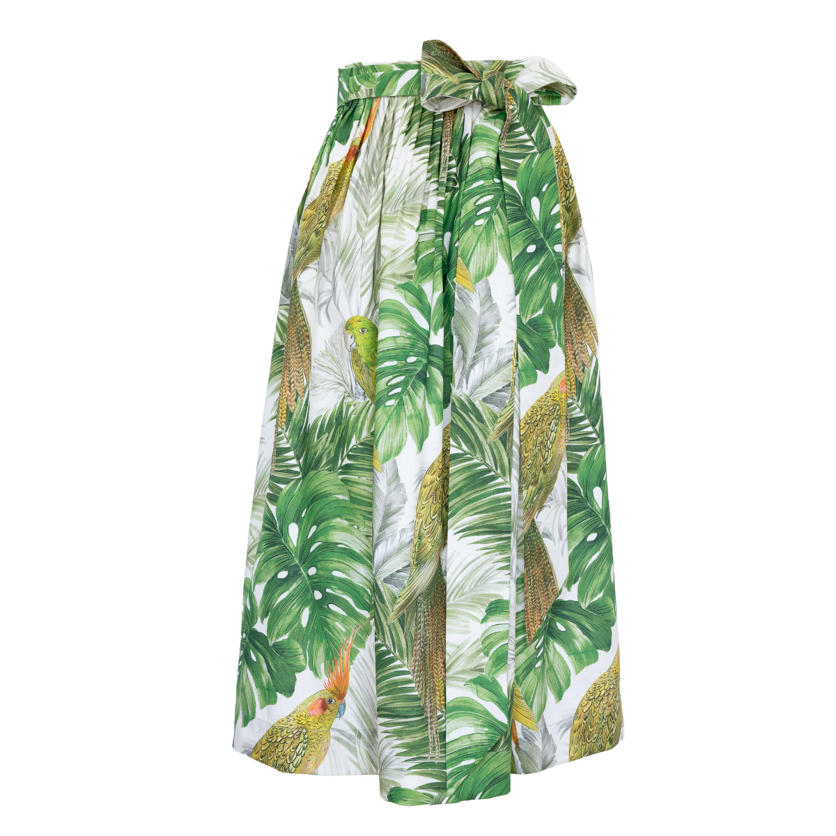 Baumwoll-Dirndlschürze Tilda mit exotischem Dschungel-Print, Vorderansicht