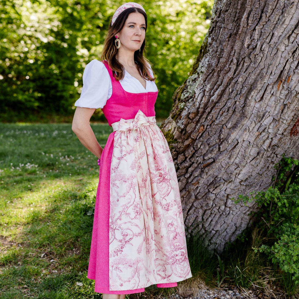 Dirndschürze Toile du Jouy Rose