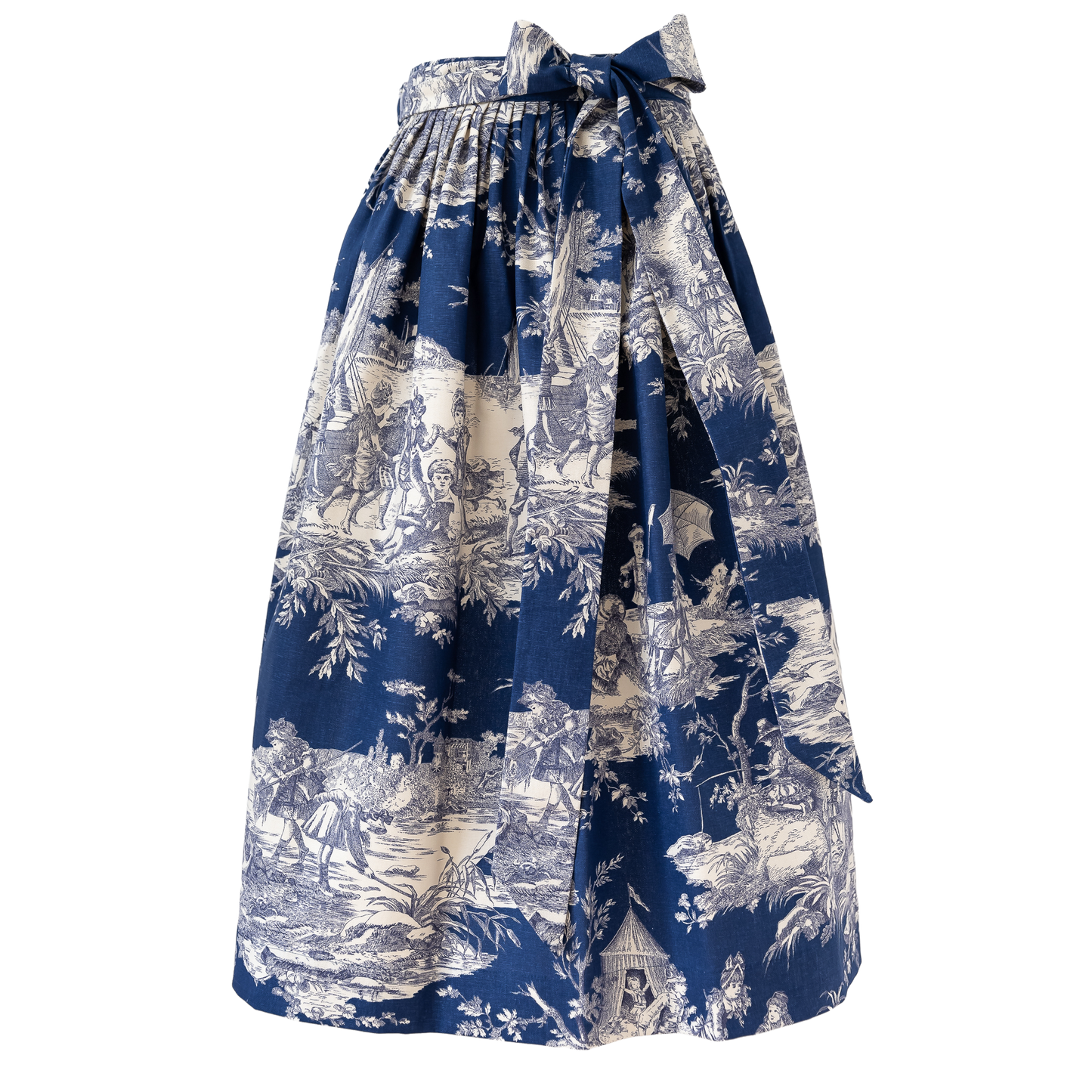 Baumwoll-Dirndlschürze Sarah – Blau Toile de Jouy