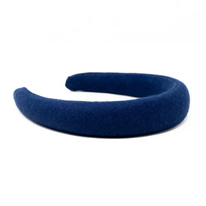 Haarreif Josefine aus blauem Leinen – schmal