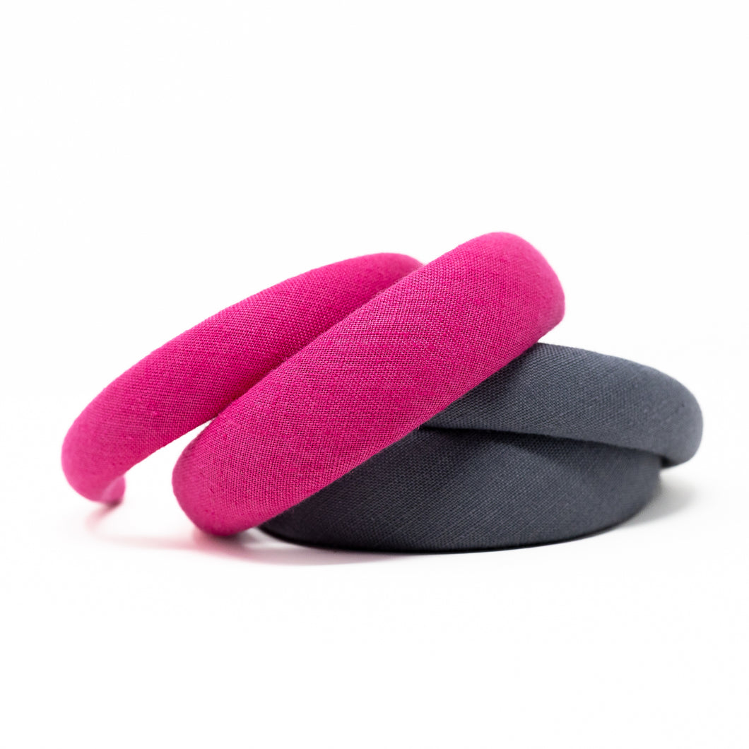 Haarreif Josefine aus pinken Leinen – schmal