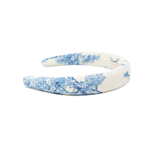 Haarreif Toile de Jouy Hellblau Schmal