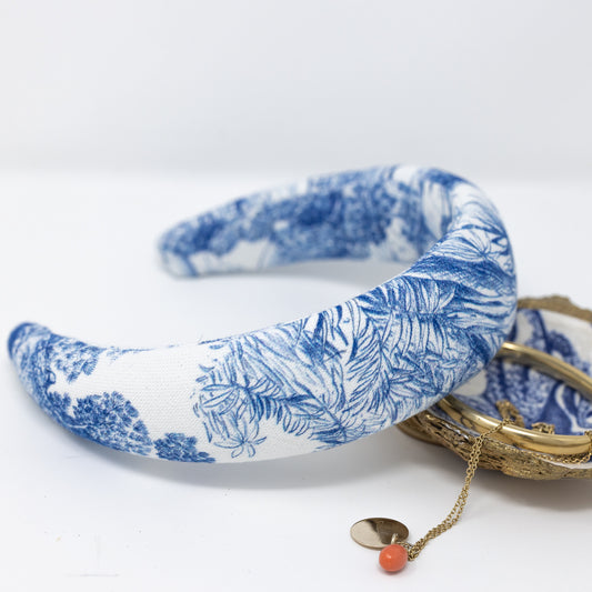 Haarreif Toile de Jouy Leopard Blau