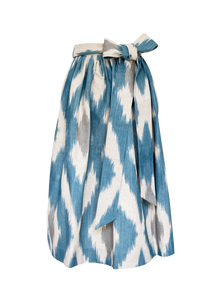 Ikat Dirndlschürze Natur - Blau Grau