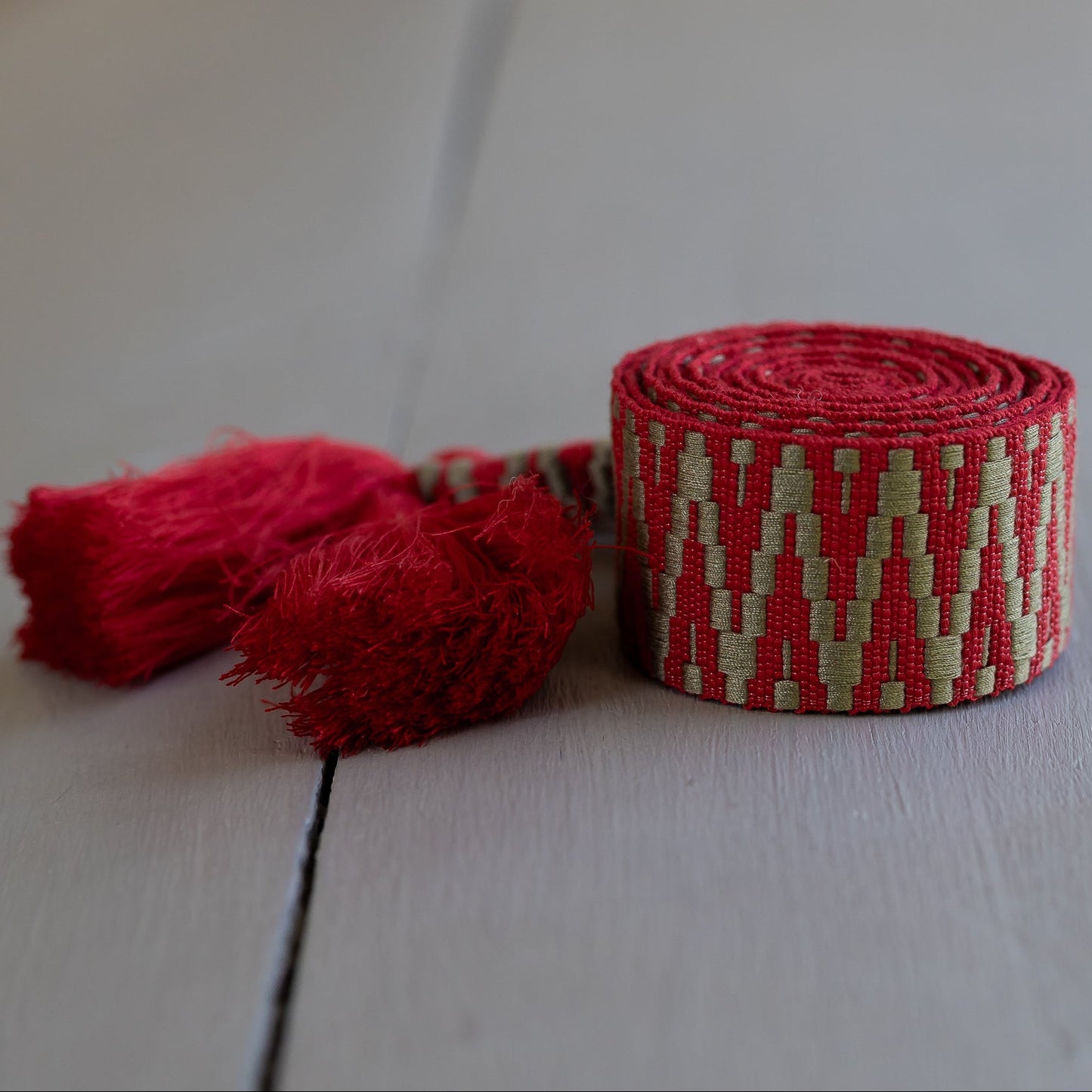 Lace Belt  "Khaki/Rot"