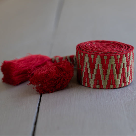 Lace Belt  "Khaki/Rot"
