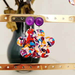 Marianne - Ornament-Ohrringe in Konfetti Bunt und Lila