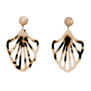 Statement-Ohrringe „Muschel“ – Creme & Schwarz