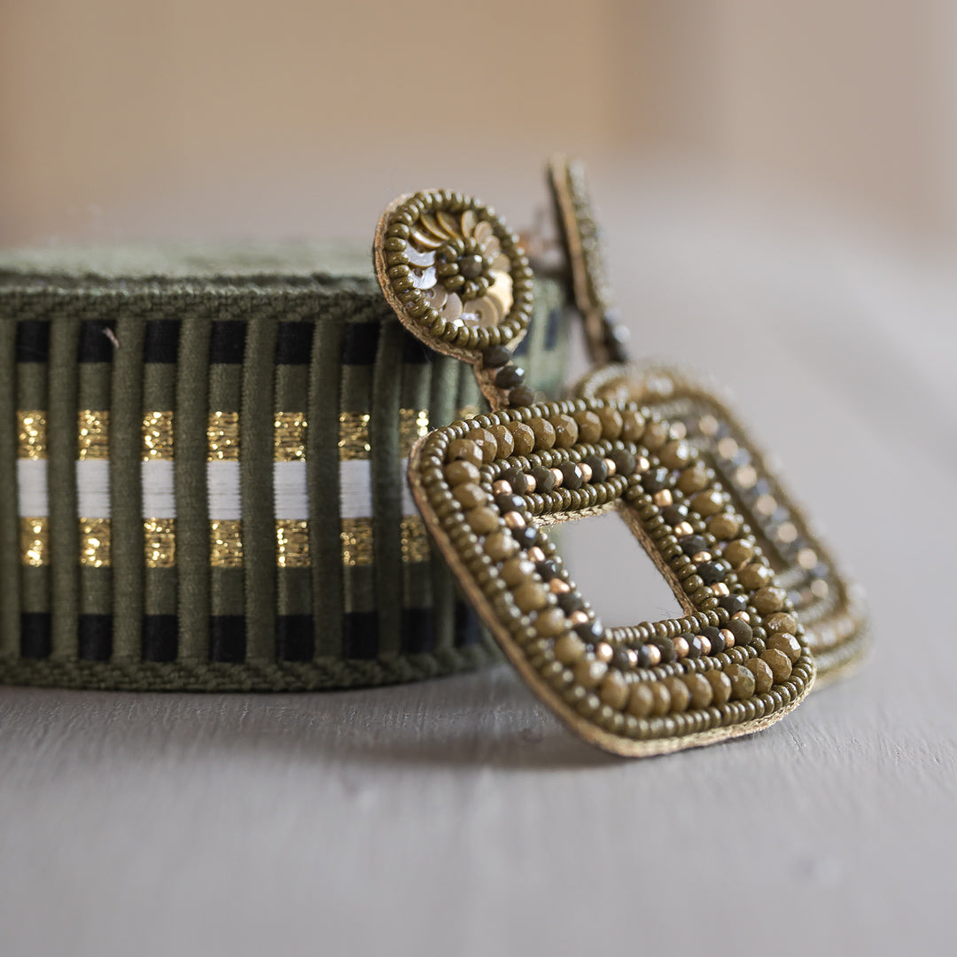 Statement Ohrringe - Olive Green