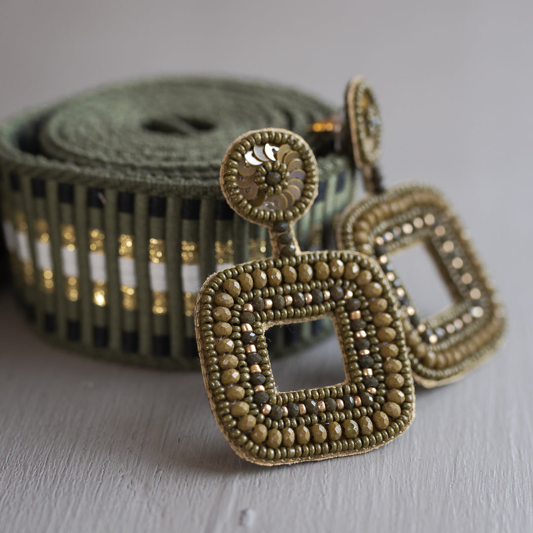 Statement Ohrringe - Olive Green
