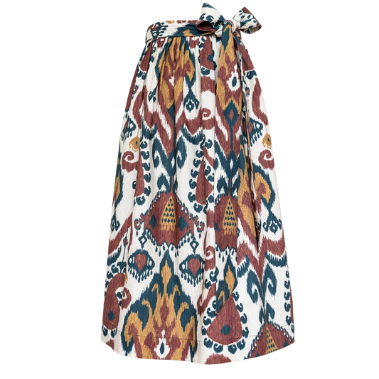 Baumwoll-Dirndlschürze Ikat Burgund