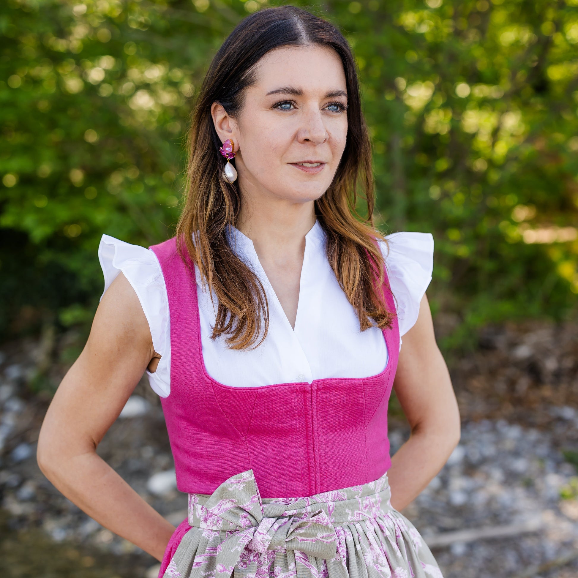 Leinen Dirndl Pink Salzburger schnitt