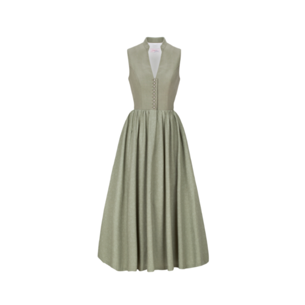 Leinen Dirndl Salbei Frontansicht