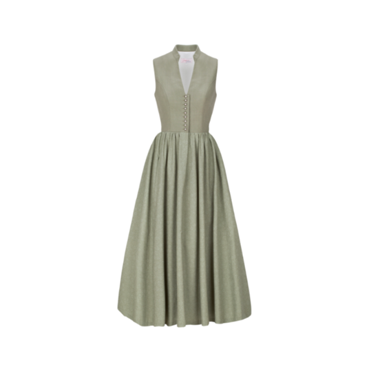 Leinen Dirndl Salbei Frontansicht