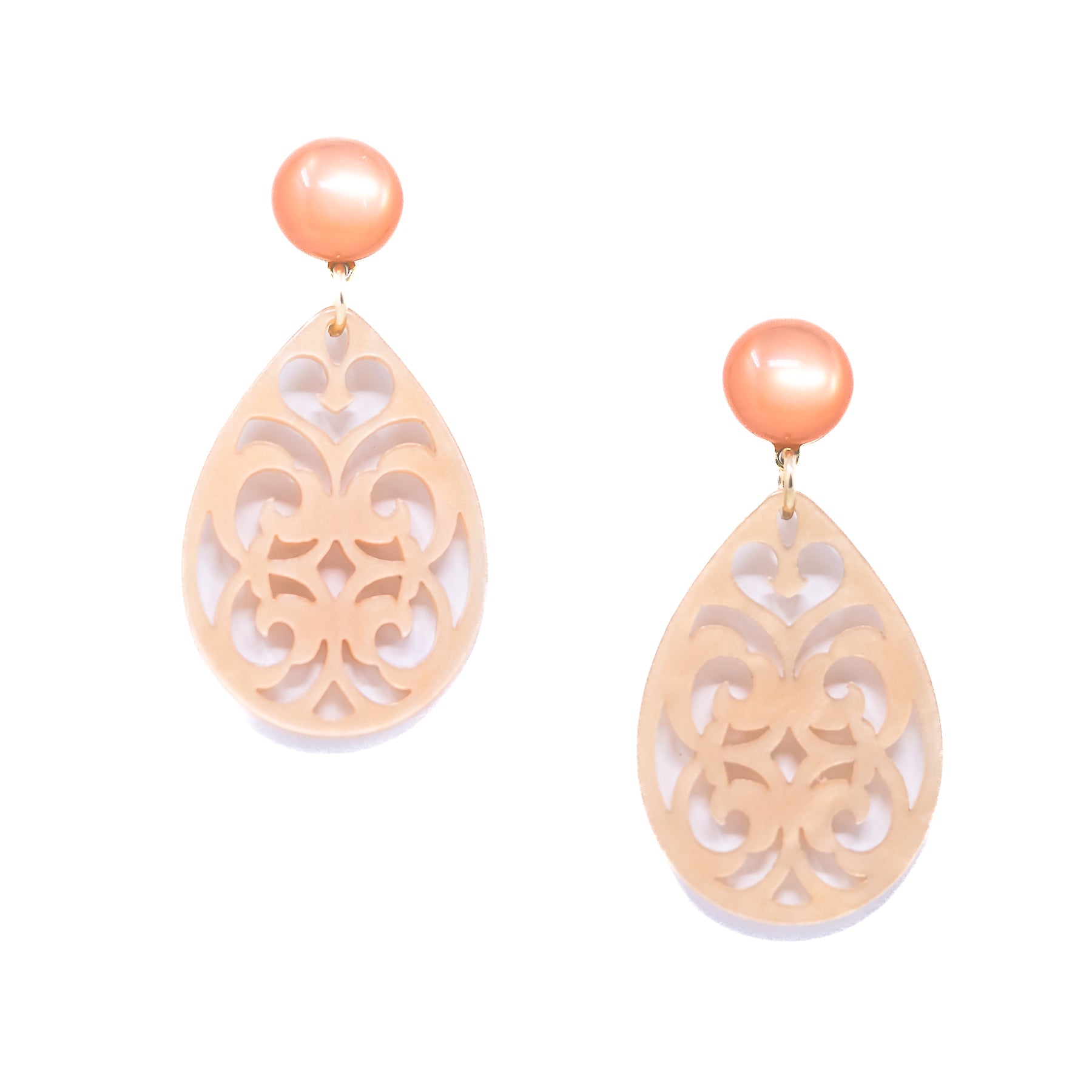 Barok Ornament Ohrringe Peach zur Tracht