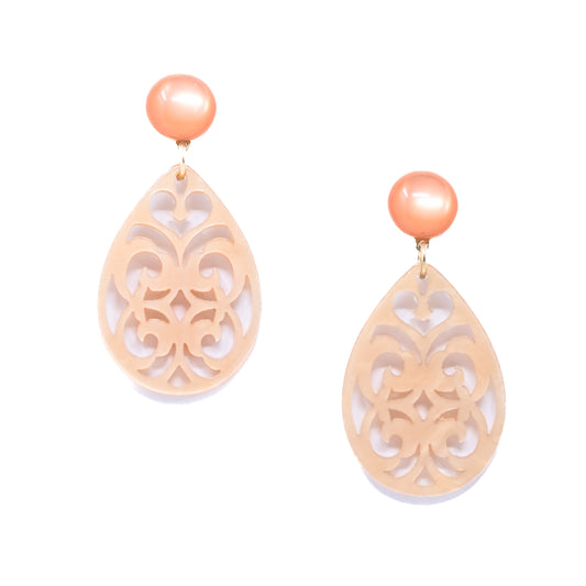 Barok Ornament Ohrringe Peach zur Tracht