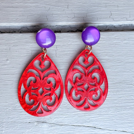 Statement Ohrring Rot Lila