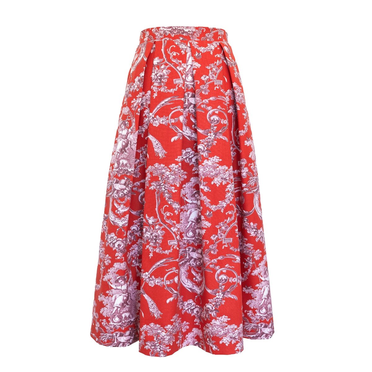 Trachtenrock Damen Toile de Jouy Rot – Rock 80 cm | Josefine Tracht