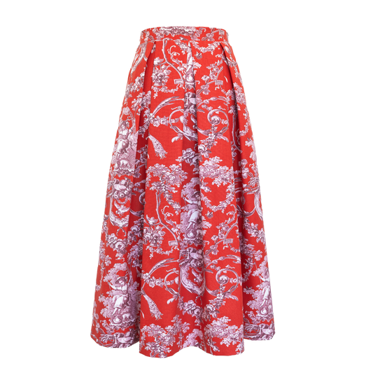 Trachtenrock Damen Toile de Jouy Rot – Rock 80 cm | Josefine Tracht