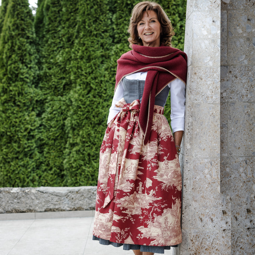 Baumwoll-Dirndlschürze Helene in Burgund